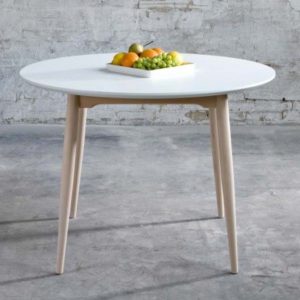 Table de cuisine ronde blanc et bois